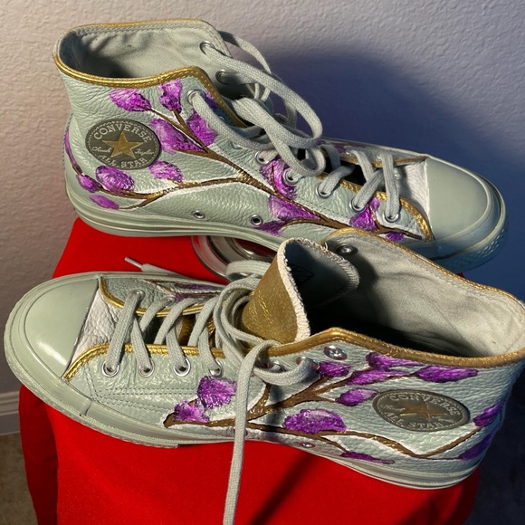 Converse Unisex High-Top Sneakers - Light Blue, Gold & Purple Sz 10 men - Picture 6 of 14